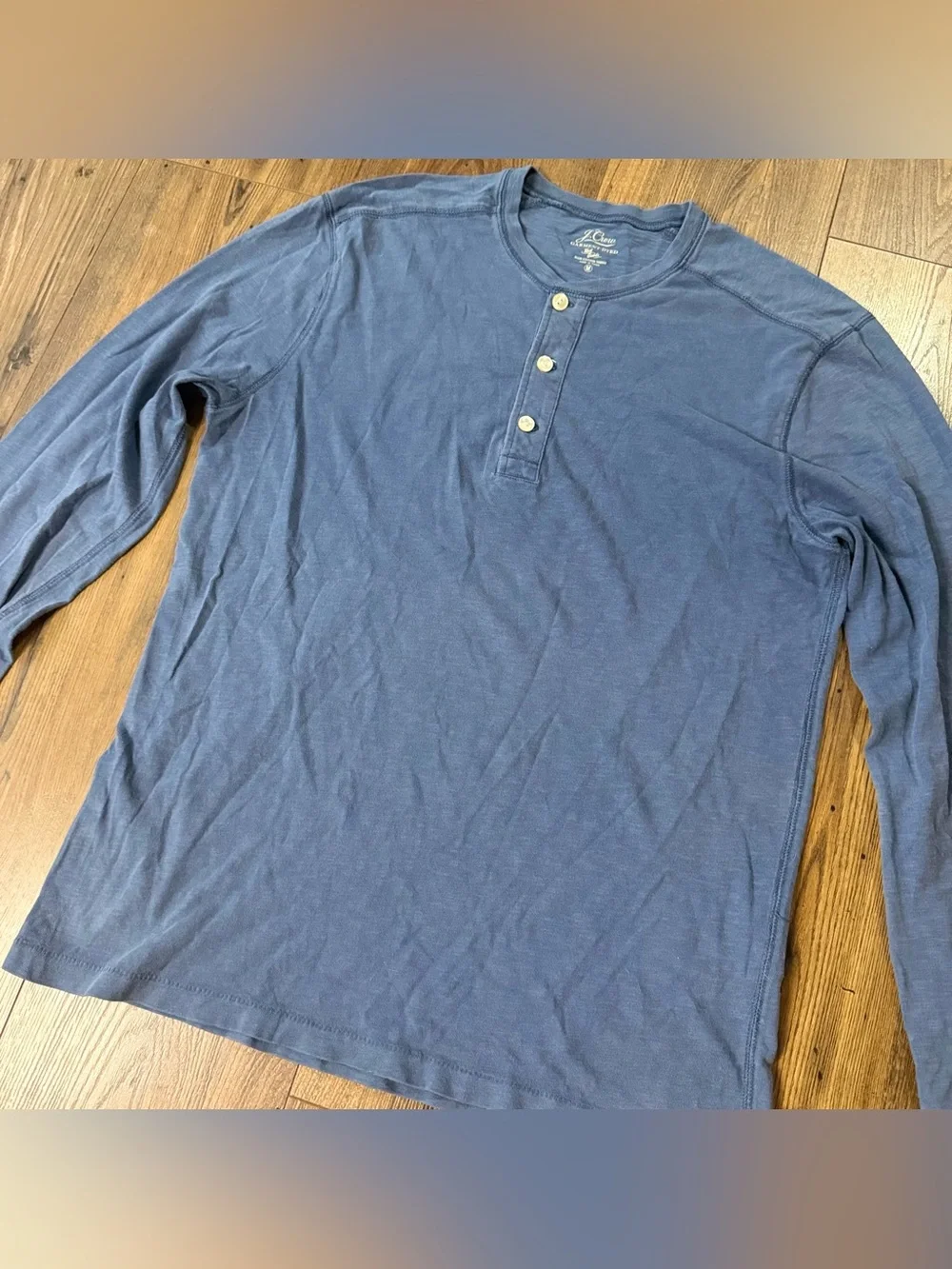 J.Crew Garment Dyed Long Sleeve Henley Shirt Men’s Medium Blue Cotton